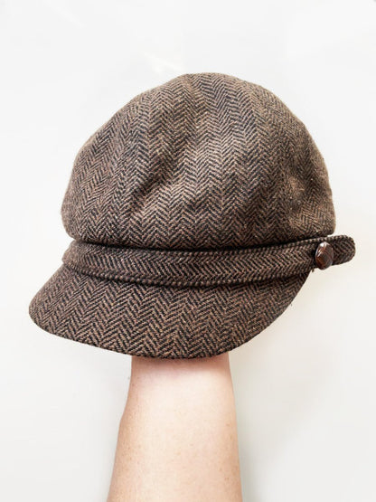 y2k delux wool - blend tweed newsboy cap - good market thrift store