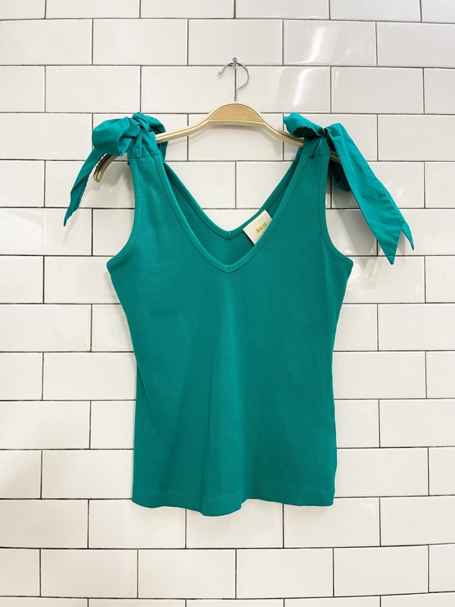 maeve kelly ribbed tie bow shoulder tank - good market thrift store