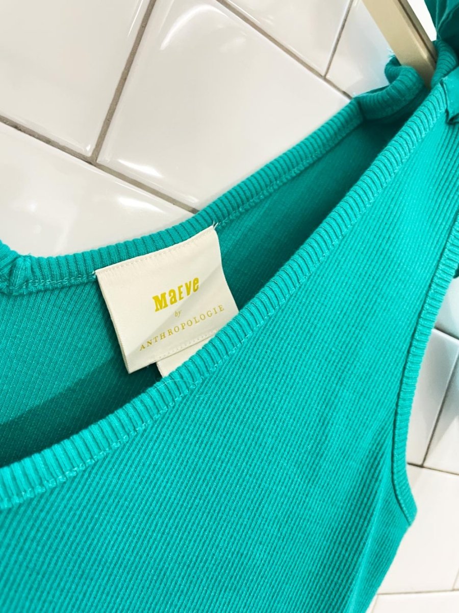 maeve kelly ribbed tie bow shoulder tank - good market thrift store