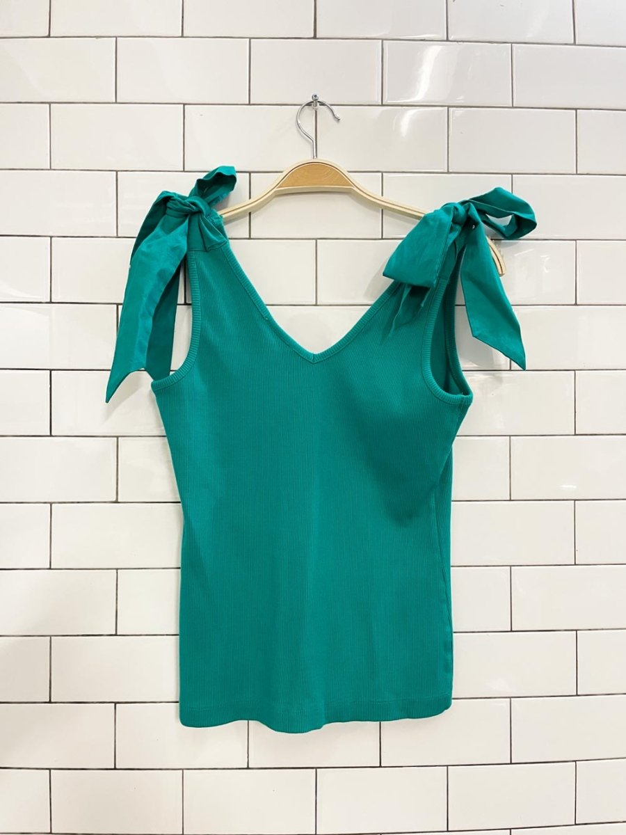maeve kelly ribbed tie bow shoulder tank - good market thrift store