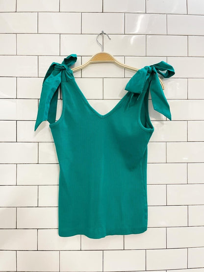 maeve kelly ribbed tie bow shoulder tank - good market thrift store