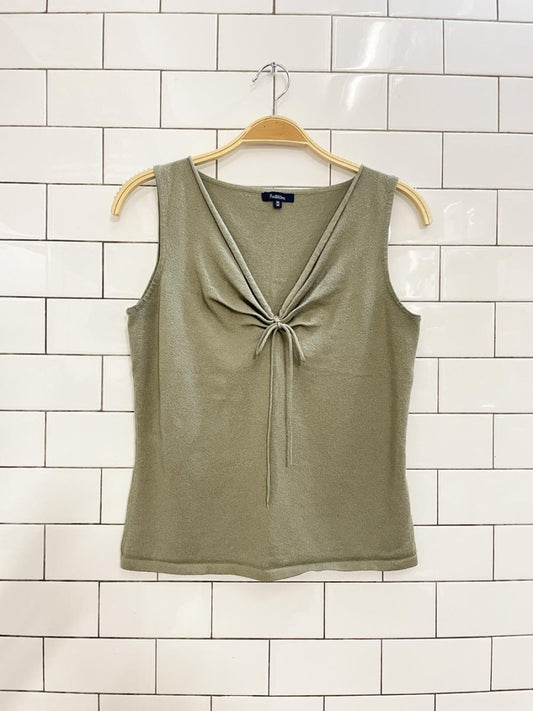 y2k reitmans ruched tie front knit tank - good market thrift store