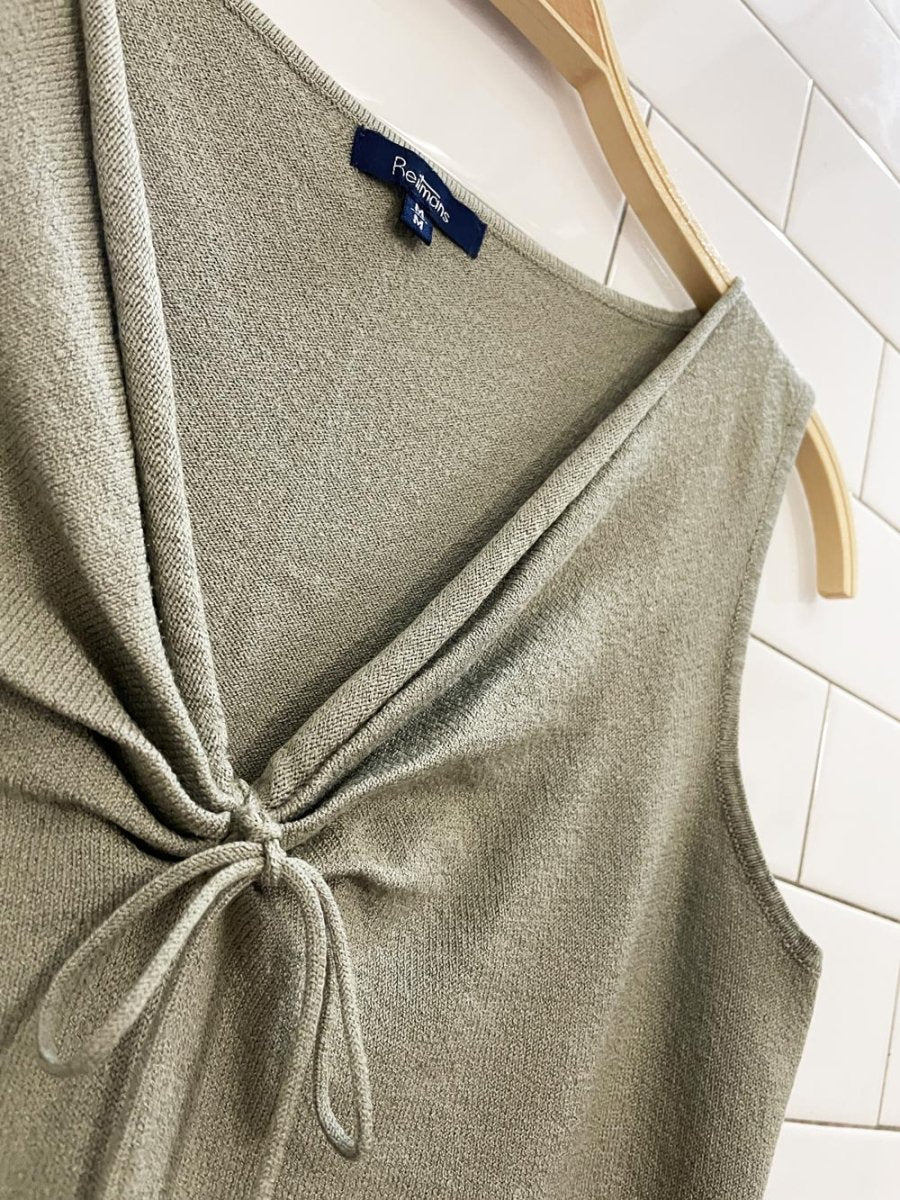 y2k reitmans ruched tie front knit tank - good market thrift store