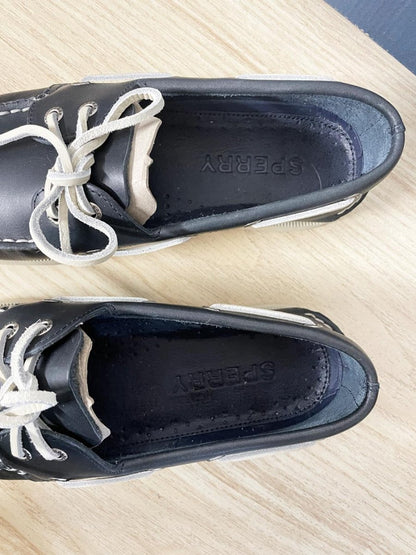 nwt sperry leather 2 - eye contrast stitch boat shoe - good market thrift store