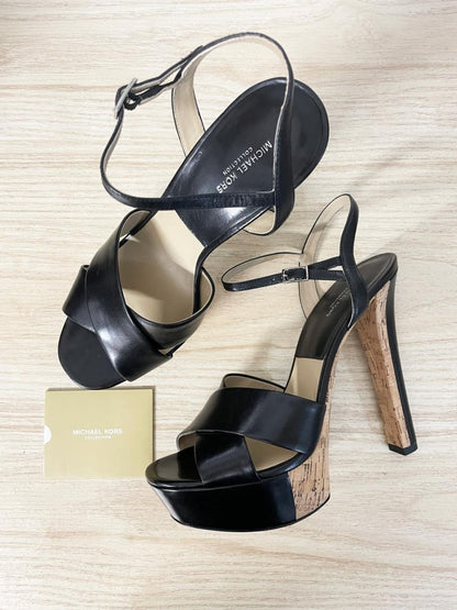 nwt michael kors leather addy leather platform heeled sandals - good market thrift store