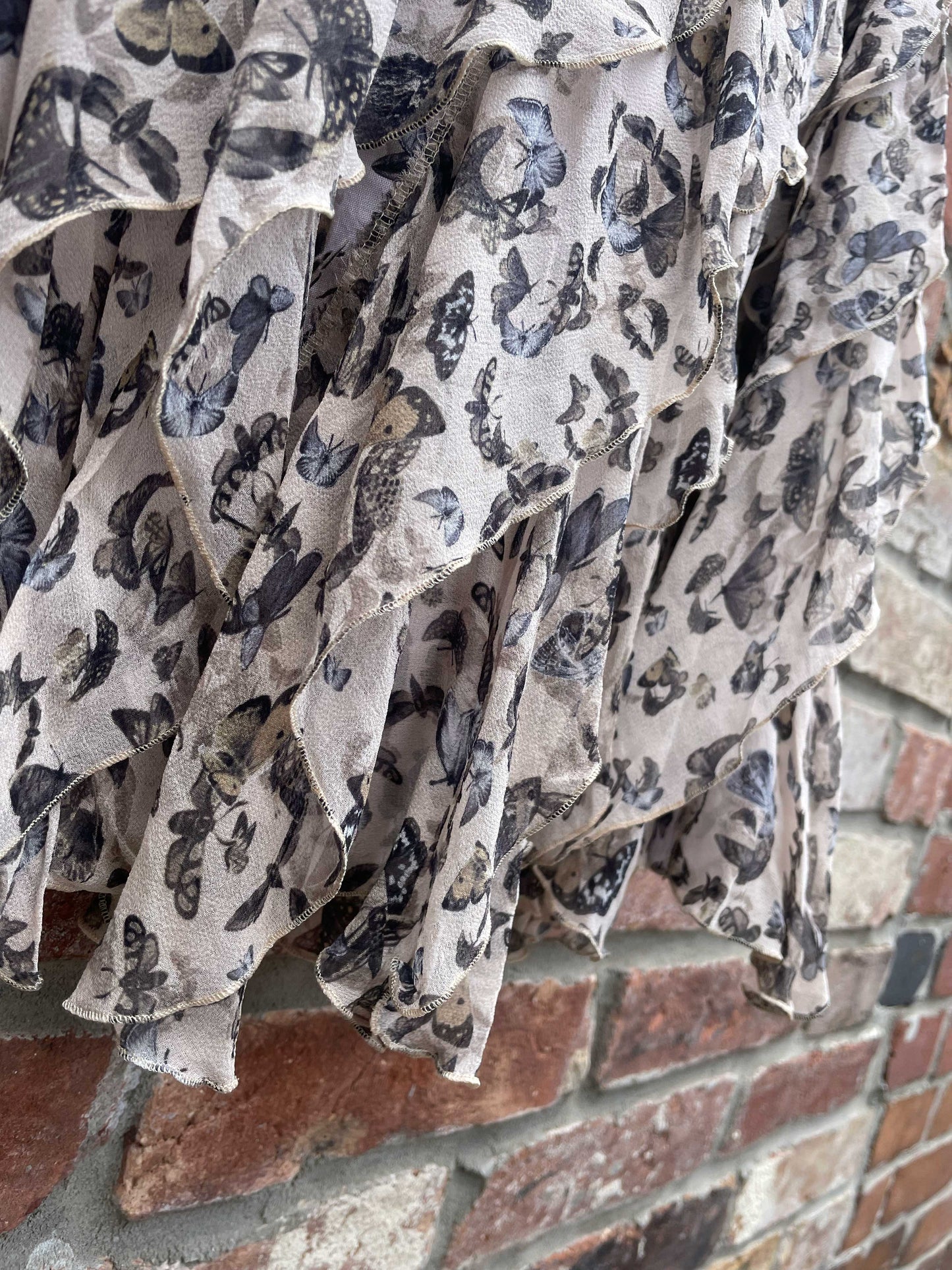 marc cain silk butterfly ruffles mini skirt