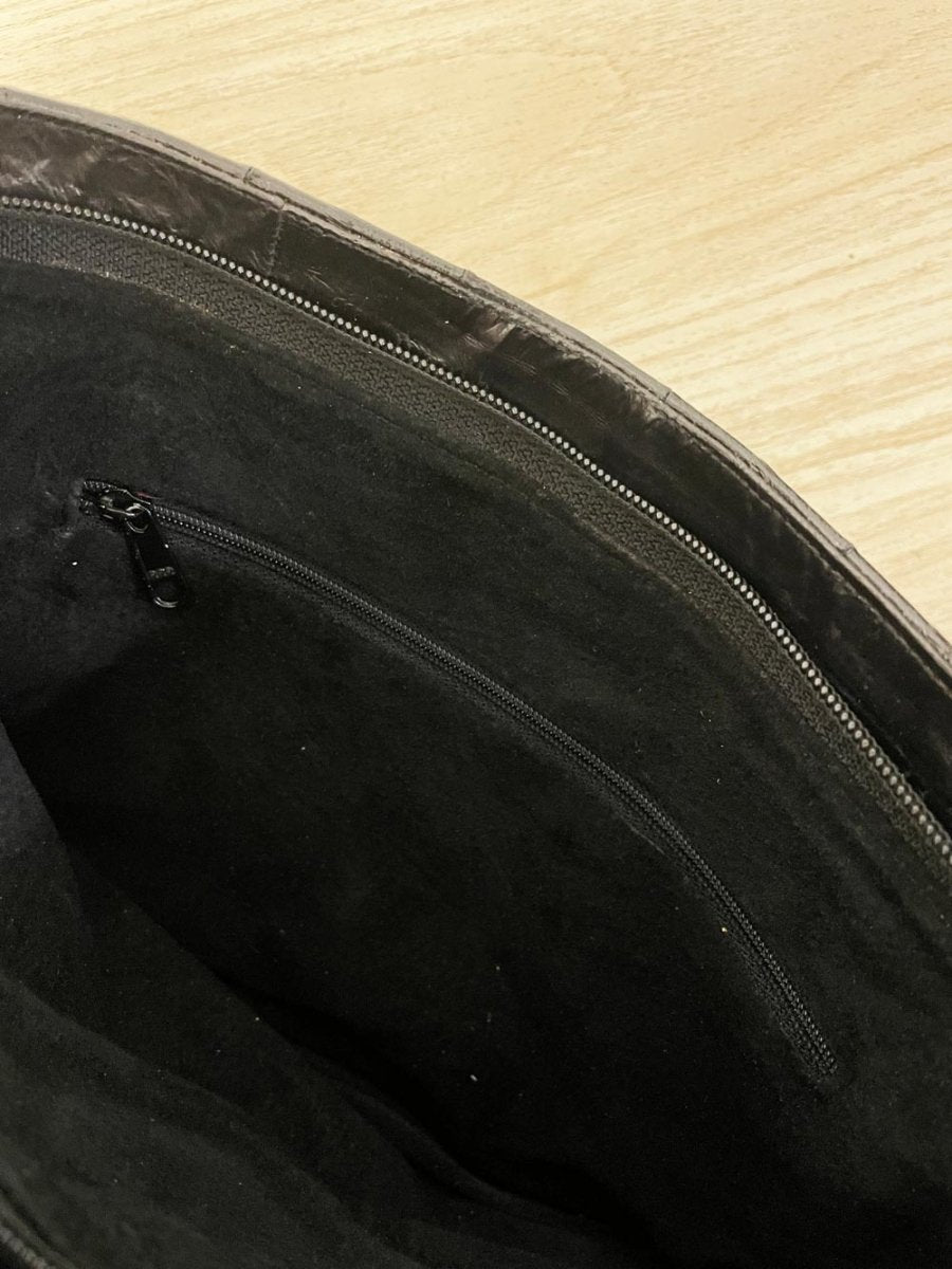 vintage 80s eelskin + snakeskin leather crossbody clutch | suede lining - good market thrift store