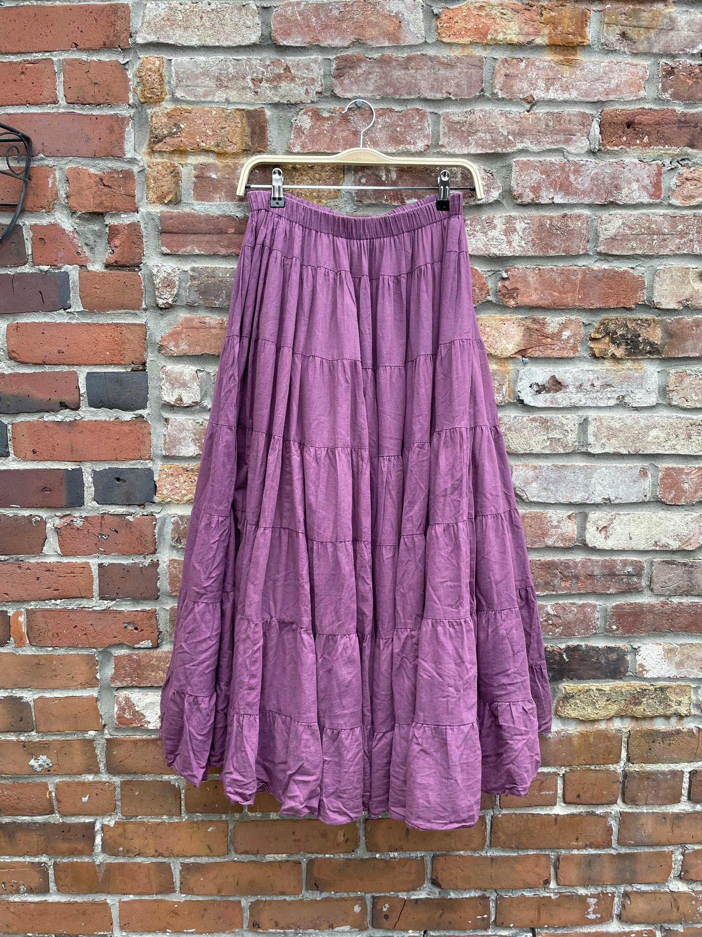 bohemian tiered full flowy midi skirt