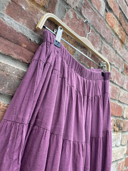 bohemian tiered full flowy midi skirt