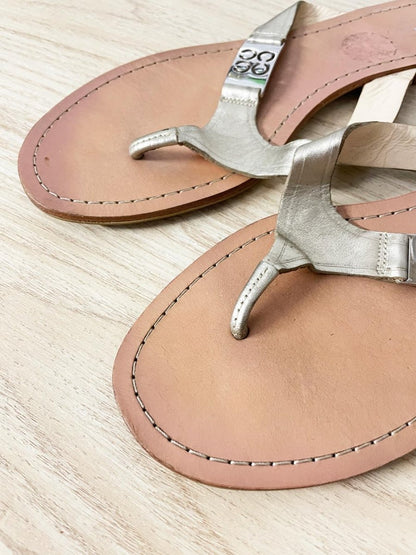 coach radiant metallic leather thong sandal - good market thrift store
