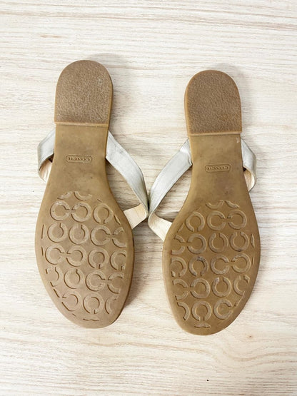 coach radiant metallic leather thong sandal - good market thrift store