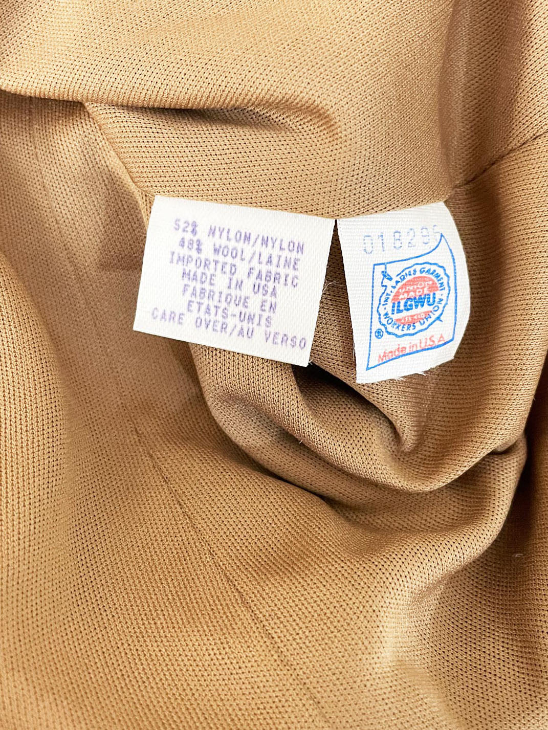 vintage 90s anne klein II wool-blend belted back button shirt | union made in usa