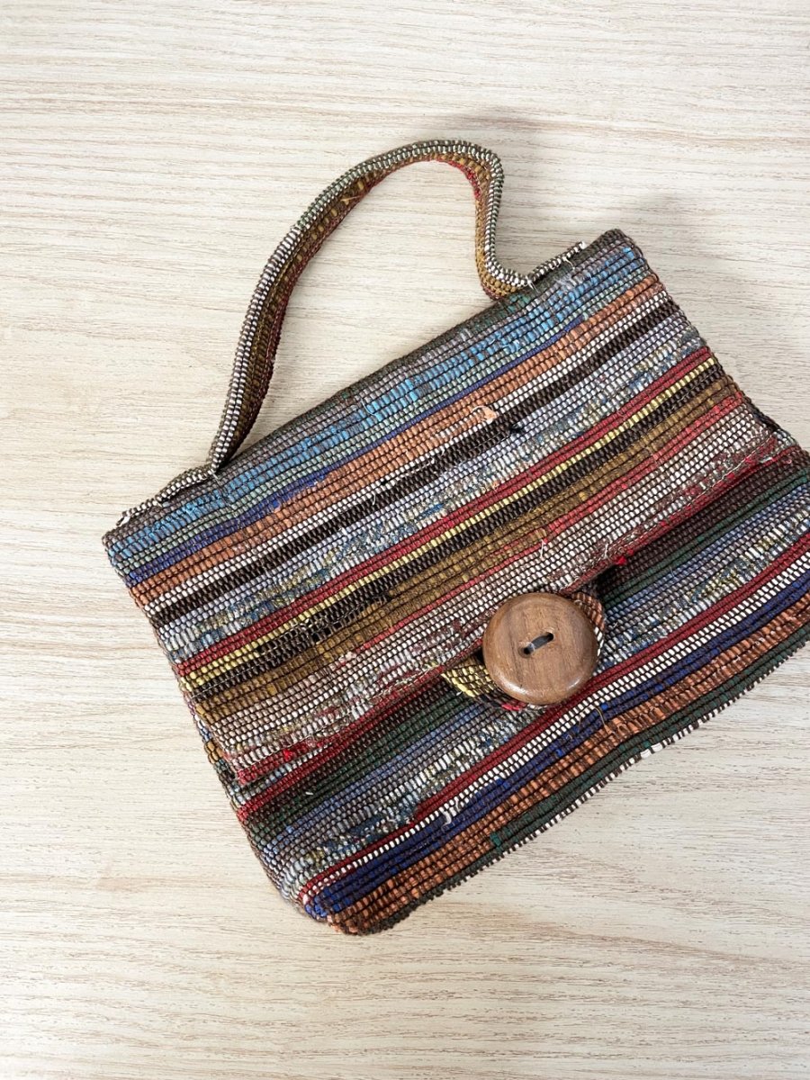 vintage 70s au terroir hand - woven mini handbag - good market thrift store