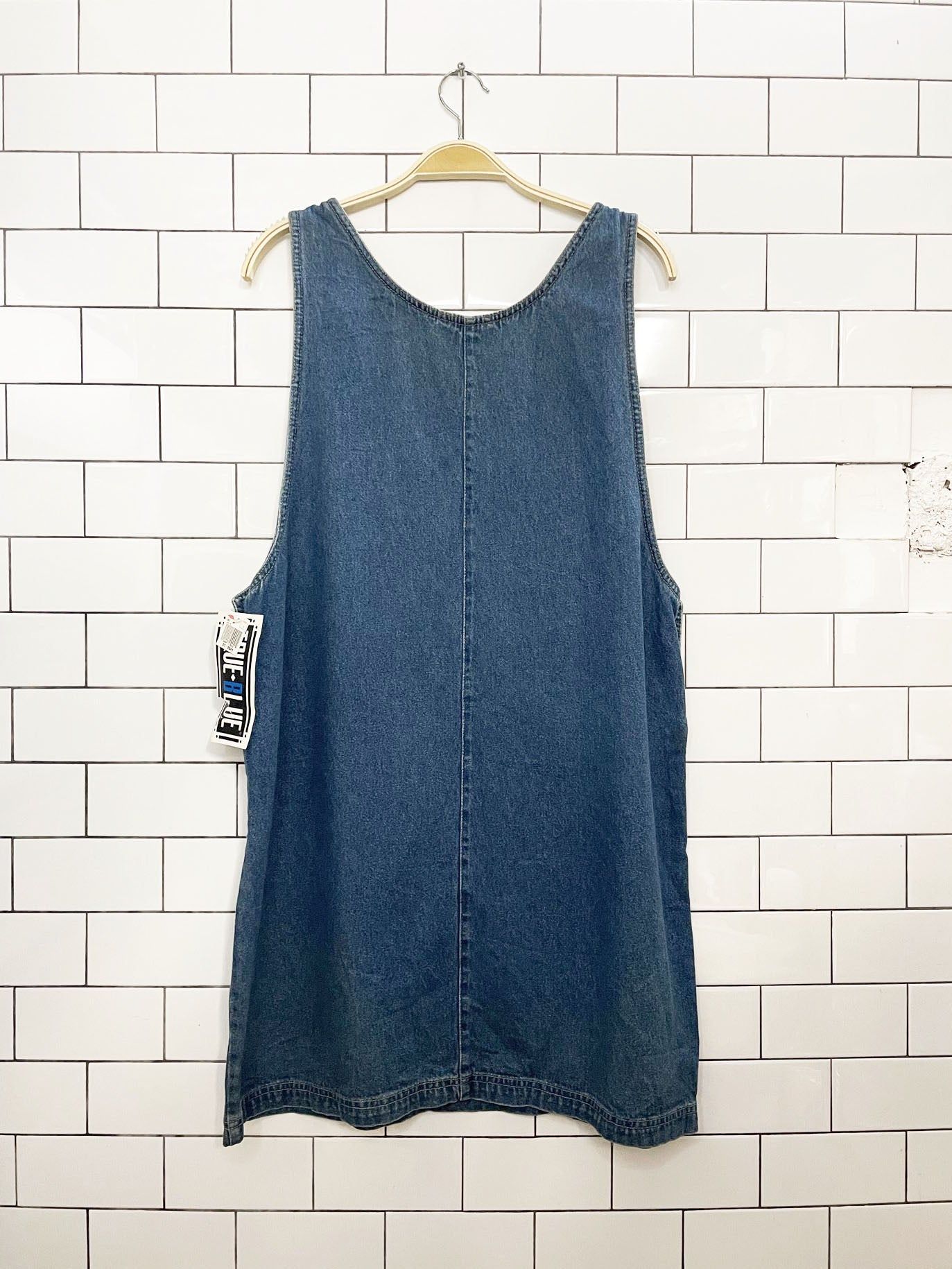 nwt vintage 90s true blue floral embroidery denim mini dress
