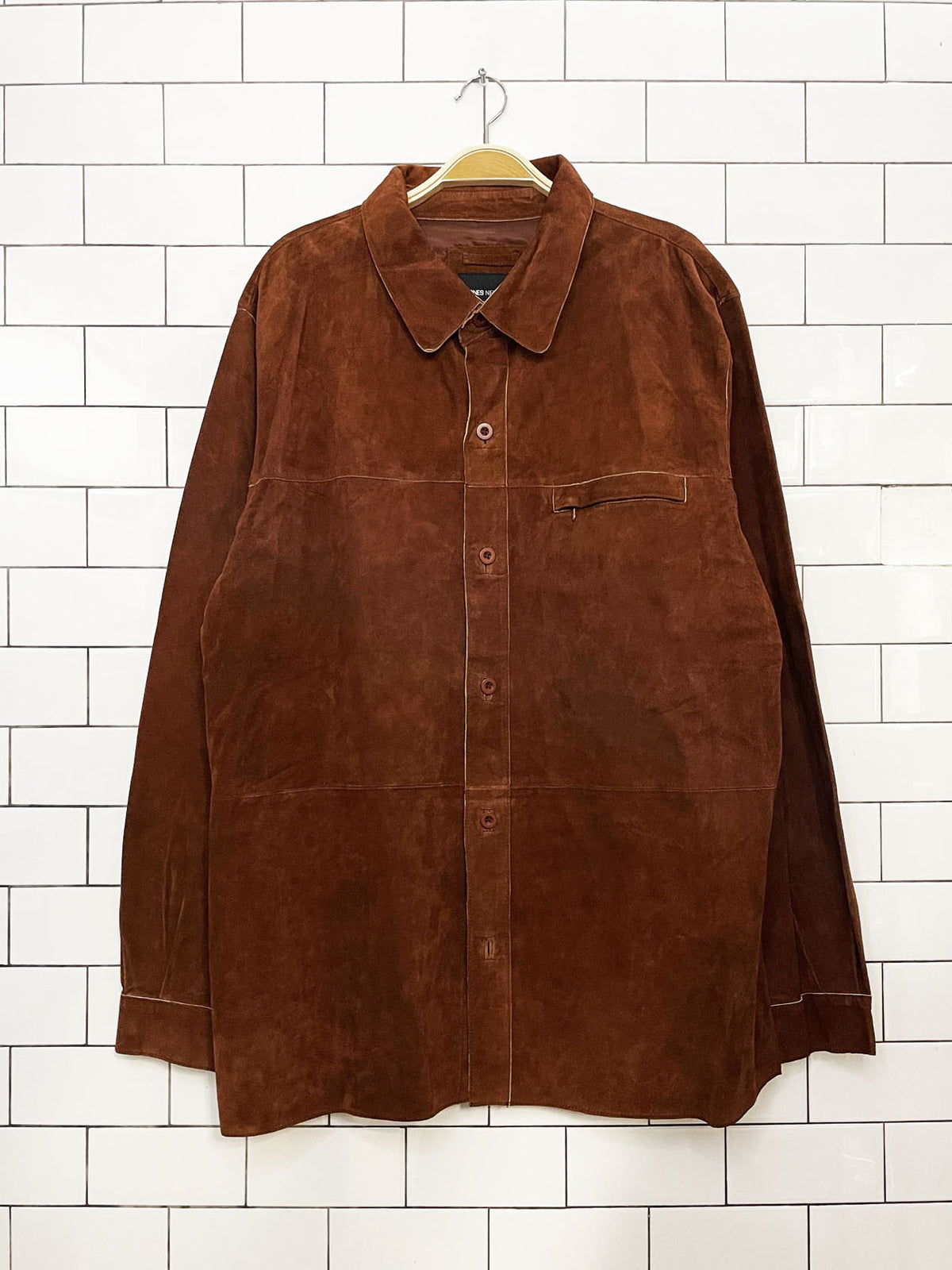 vintage 00s jones new york soft suede full button jacket