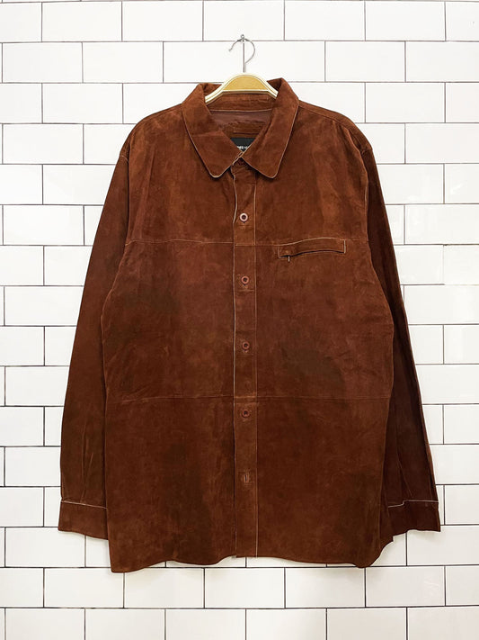 vintage 00s jones new york soft suede full button jacket