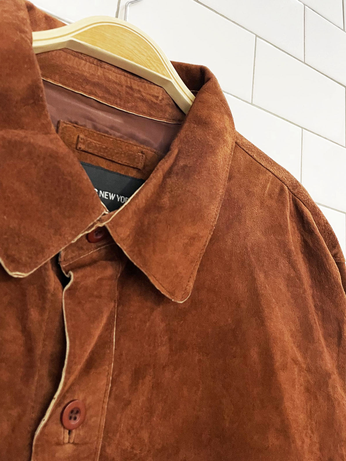 vintage 00s jones new york soft suede full button jacket