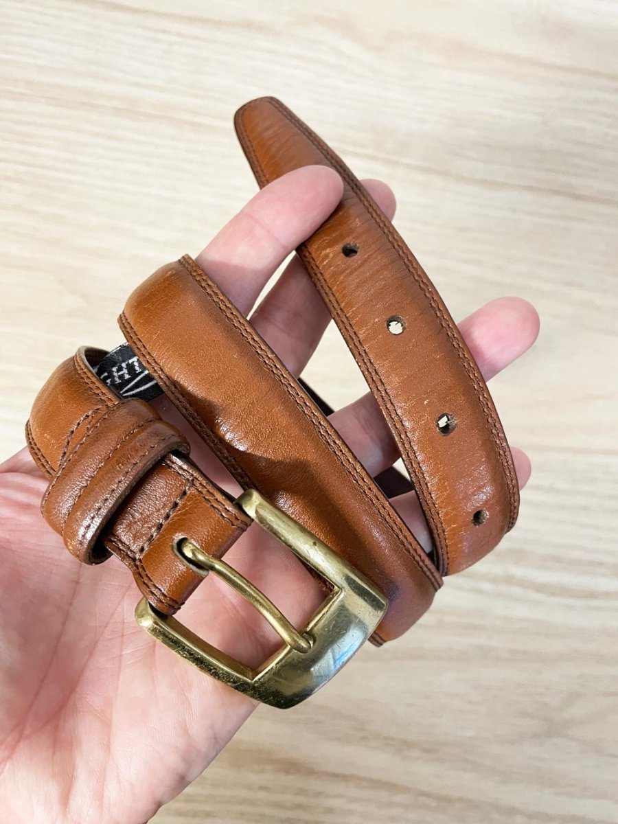 brighton cognac leather belt with brass buckle | made in USA - good market thrift store