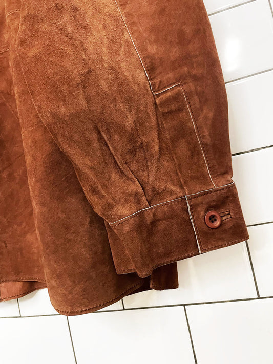 vintage 00s jones new york soft suede full button jacket