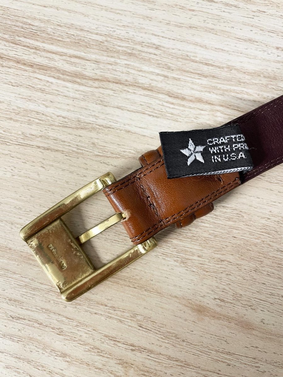 brighton cognac leather belt with brass buckle | made in USA - good market thrift store