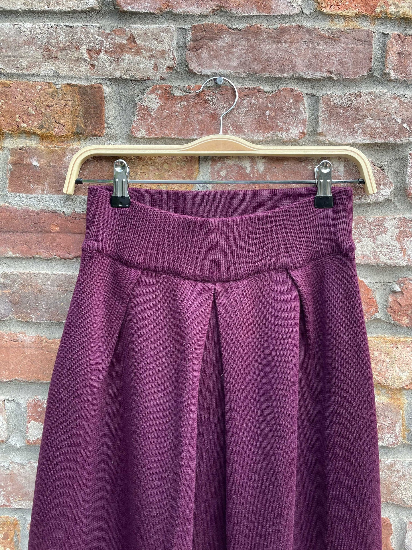 vintage marcelle danan wool-blend knit midi skirt