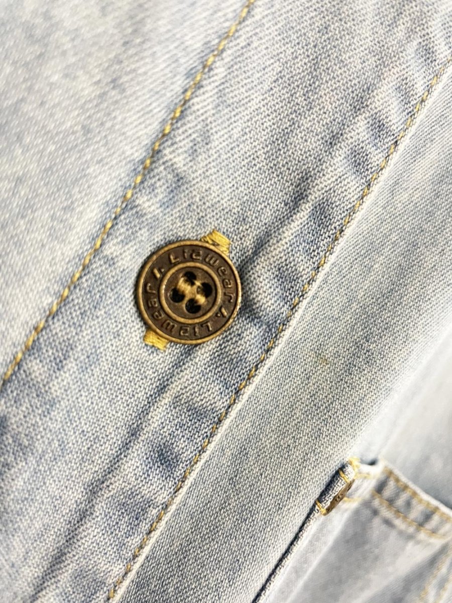 vintage 90s lizwear pleated denim shirt romper | liz claiborne - good market thrift store