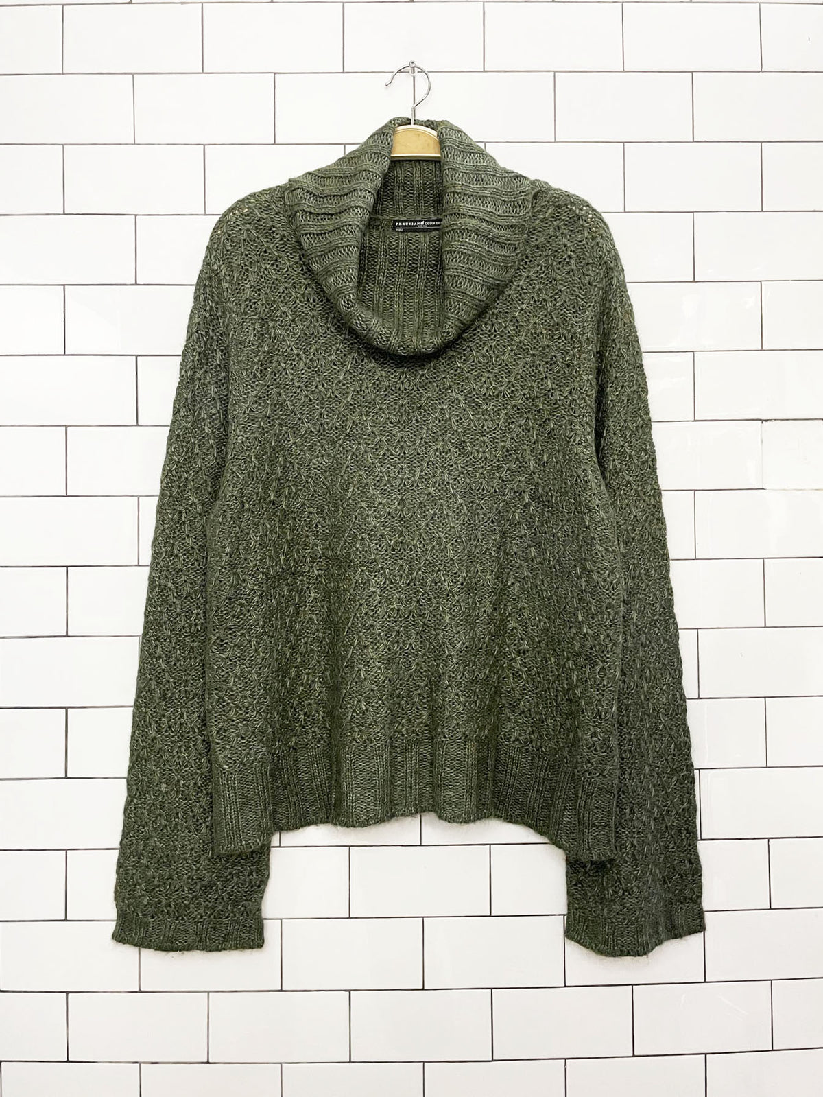 peruvian connection alpaca-blend soft knit bell sleeve turtleneck sweater