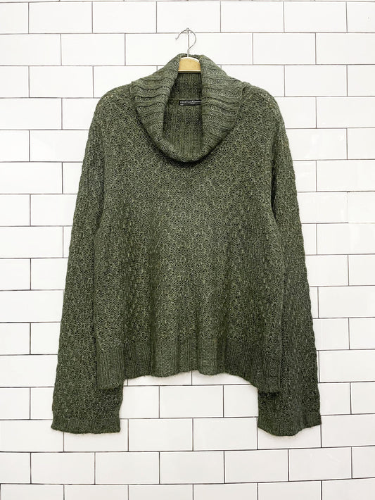 peruvian connection alpaca-blend soft knit bell sleeve turtleneck sweater