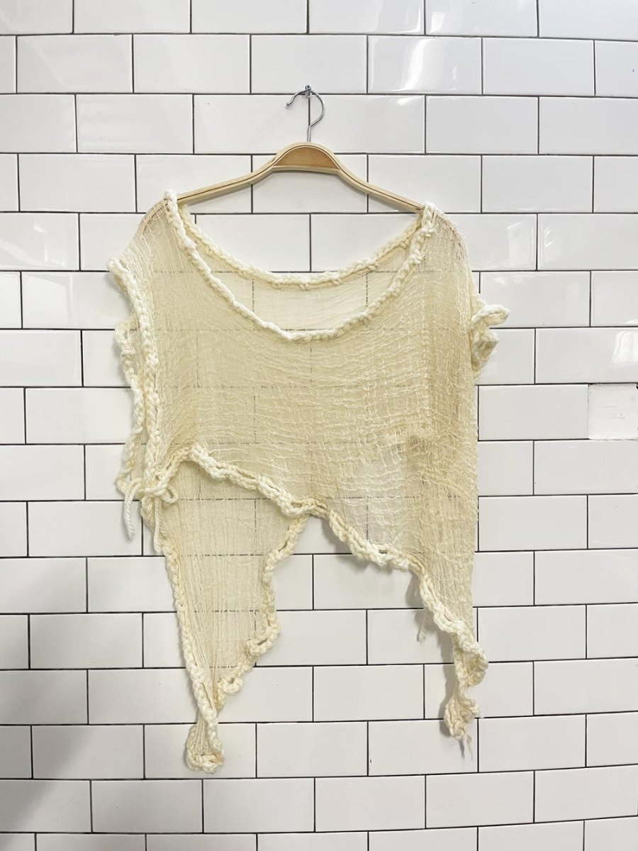 boho artsy rave festival web knit shawl shrug - good market thrift store