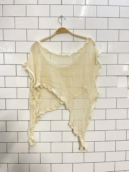 boho artsy rave festival web knit shawl shrug - good market thrift store