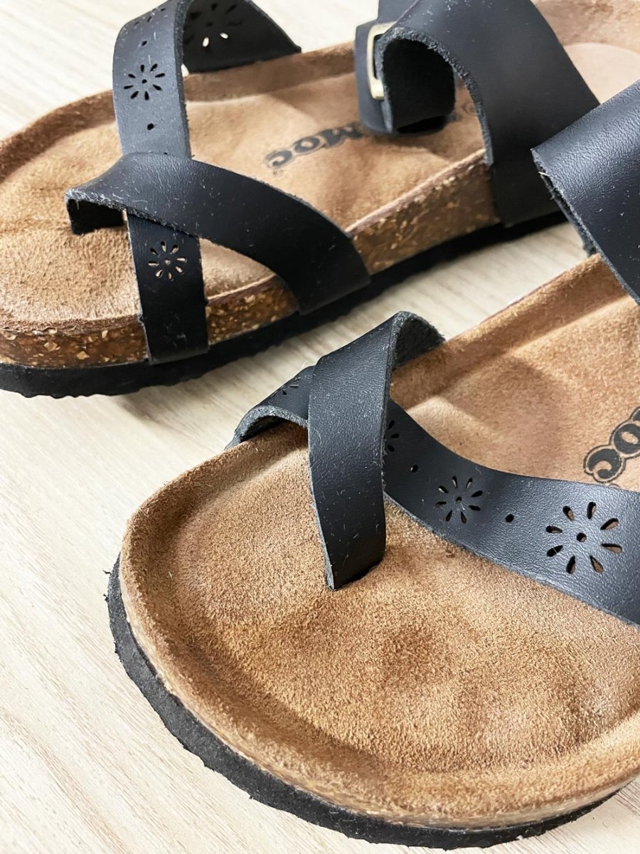 soft moc mayari laser cut flower leather sandal - good market thrift store