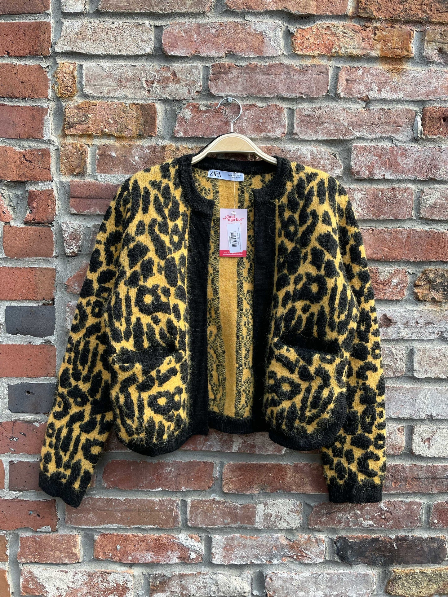 zara wool-alpaca blend jacquard knit cardigan