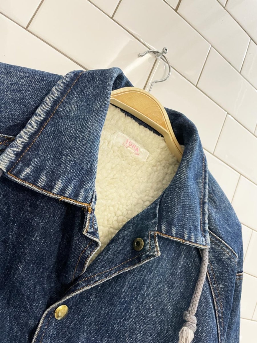 vintage 90s IONA sherpa lined denim bomber jacket - good market thrift store