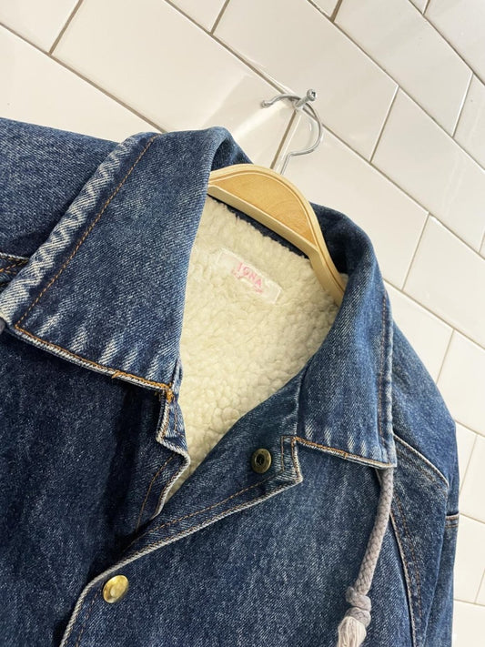 vintage 90s IONA sherpa lined denim bomber jacket - good market thrift store