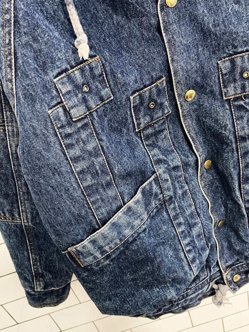 vintage 90s IONA sherpa lined denim bomber jacket - good market thrift store