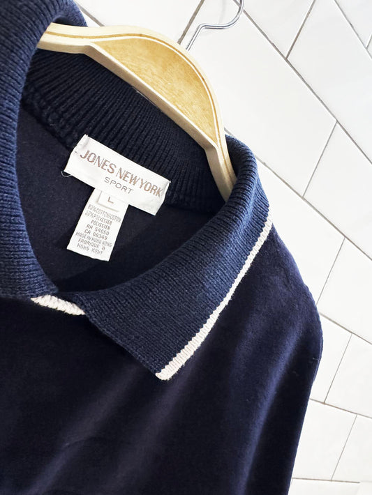 vintage 90s jones new york collared velour long sleeve top