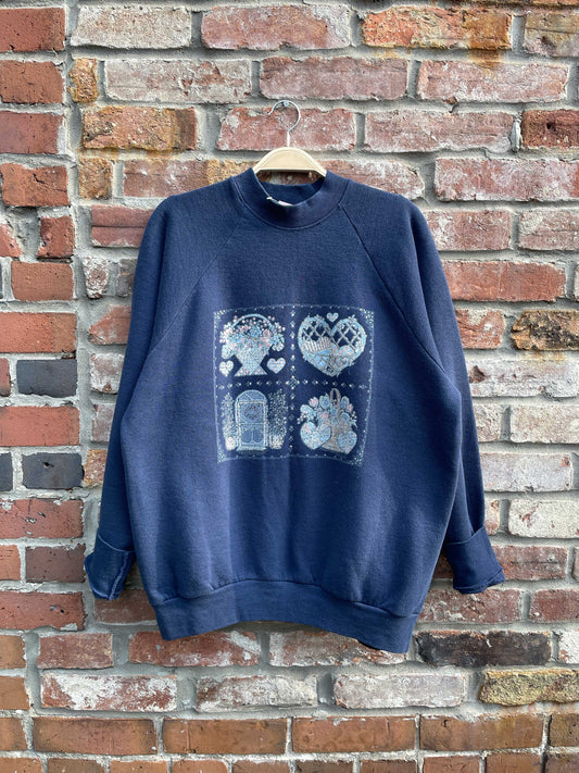 vintage 90s country heart cottage crew