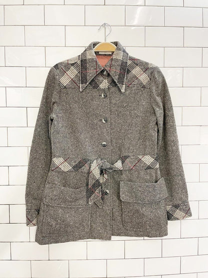 vintage 70s john meyer wool - blend belted shirt jacket - good market thrift store