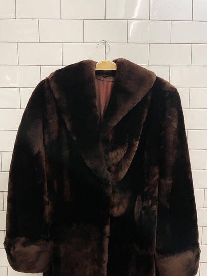 vintage faux fur long brown coat - good market thrift store