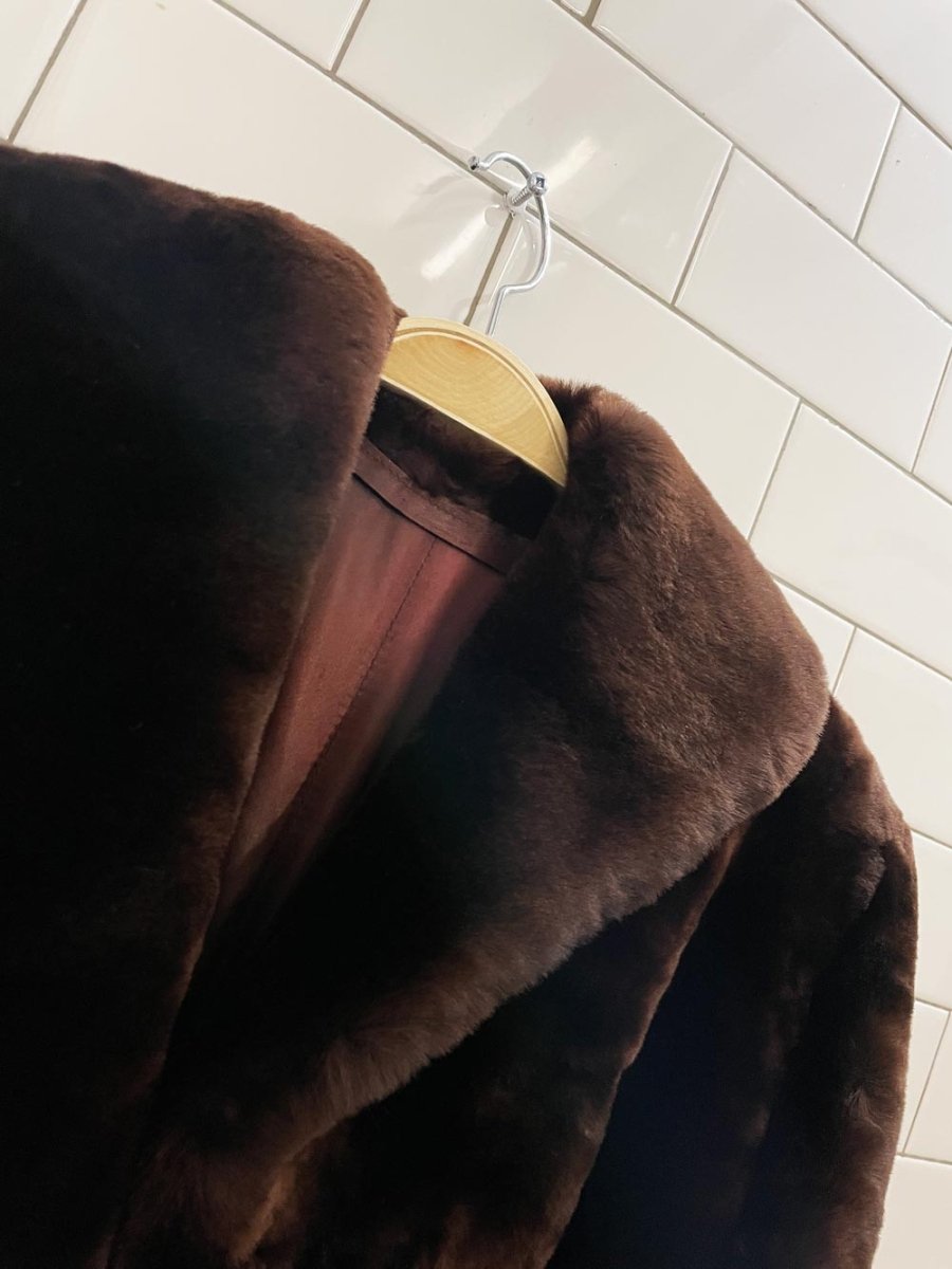 vintage faux fur long brown coat - good market thrift store