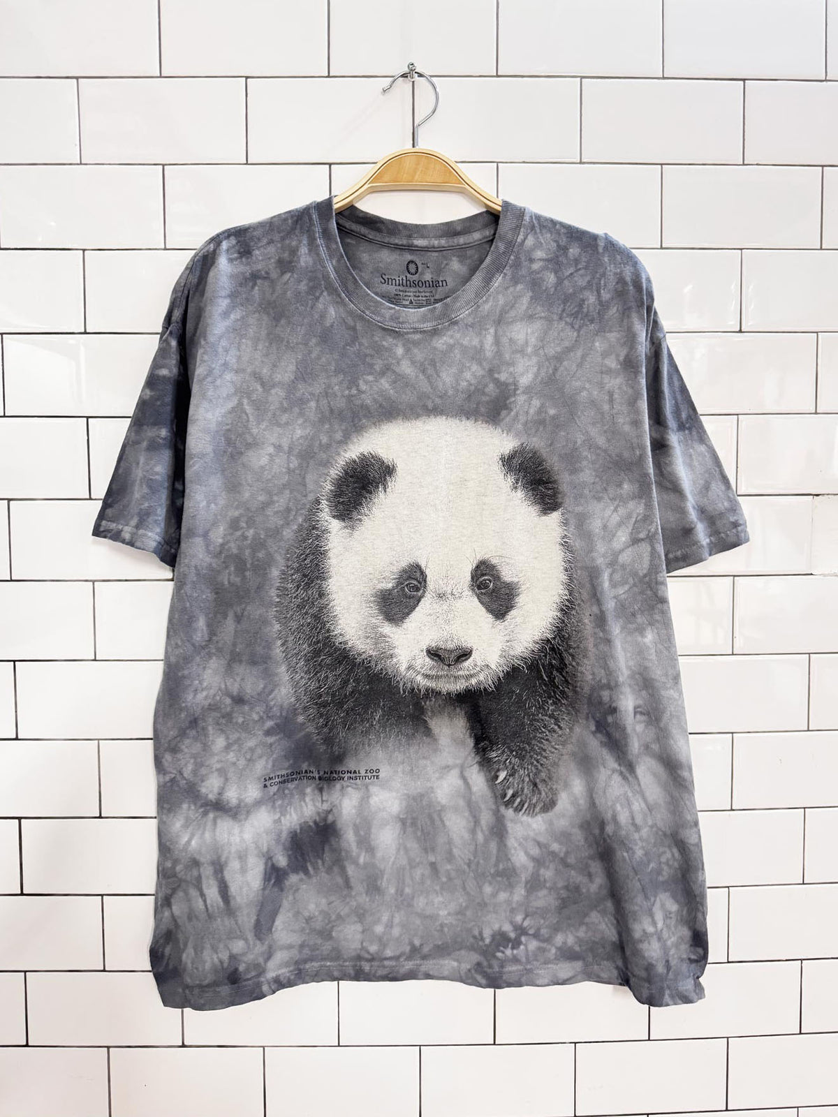 vintage smithsonian panda graphic tie dye tee | made in USA