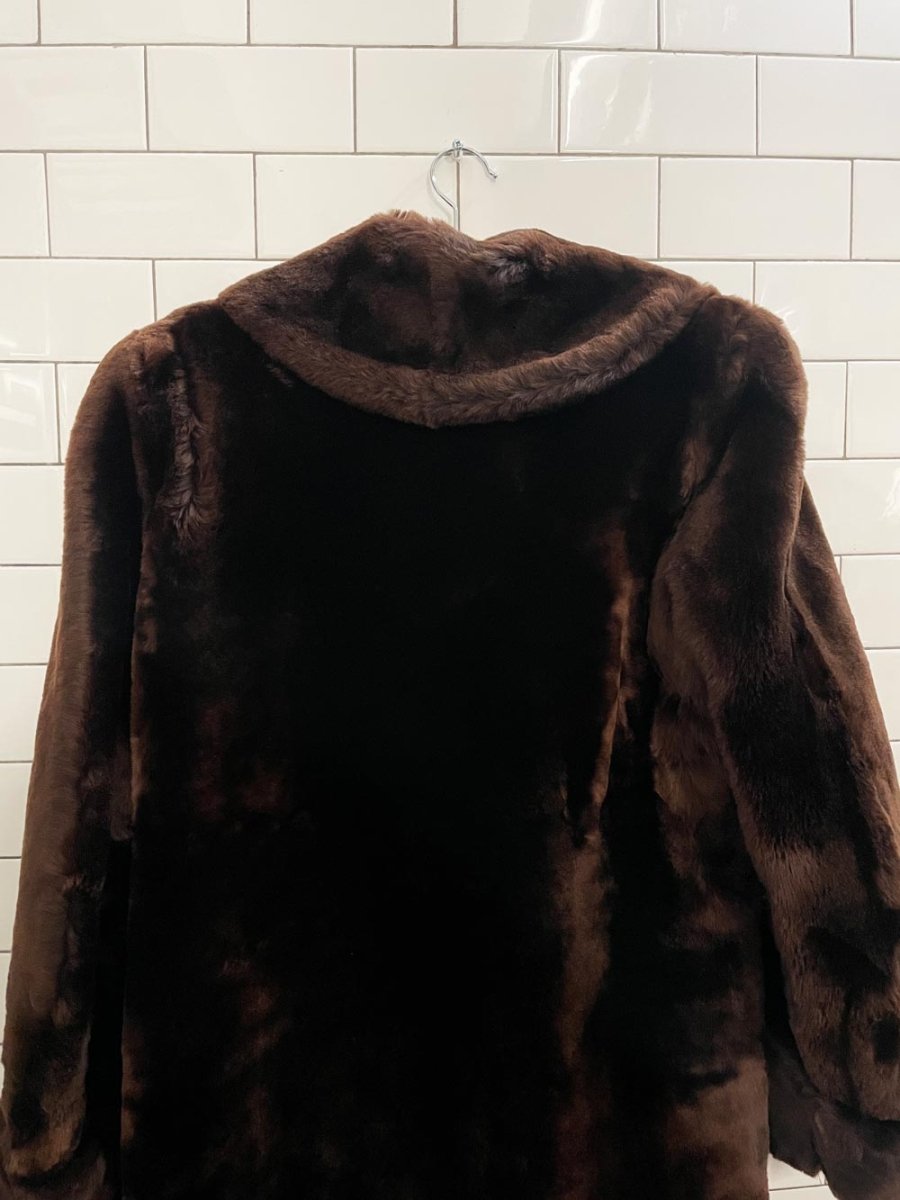 vintage faux fur long brown coat - good market thrift store