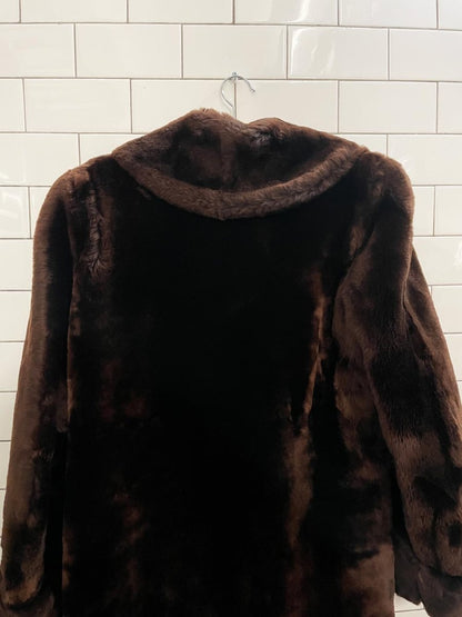 vintage faux fur long brown coat - good market thrift store