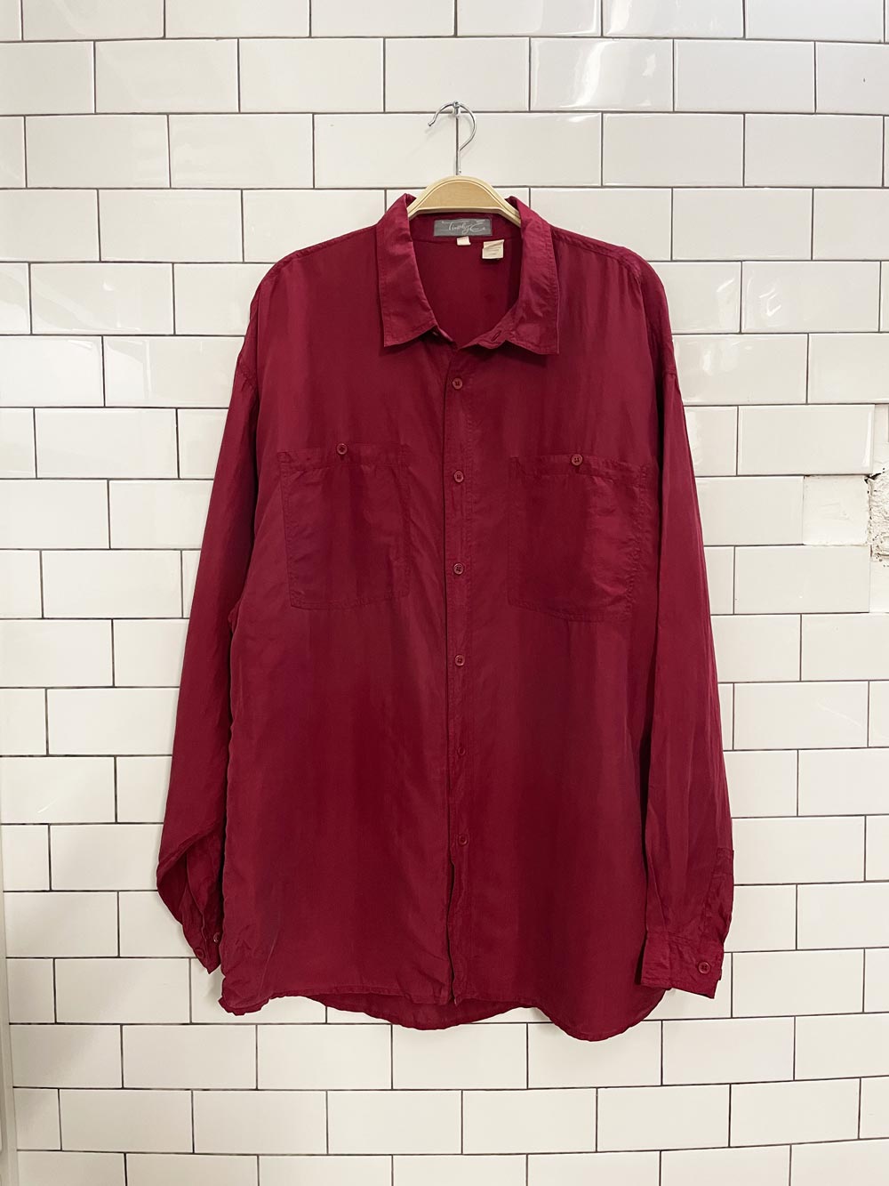 vintage 00s timothy e oversized silk shirt - good market thrift store