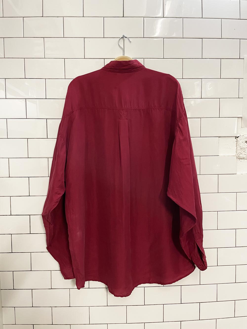 vintage 00s timothy e oversized silk shirt - good market thrift store