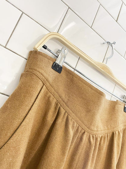 vintage wool basque waist camel midi skirt - good market thrift store