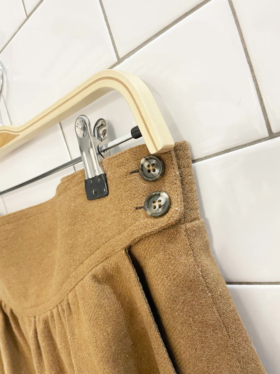 vintage wool basque waist camel midi skirt - good market thrift store