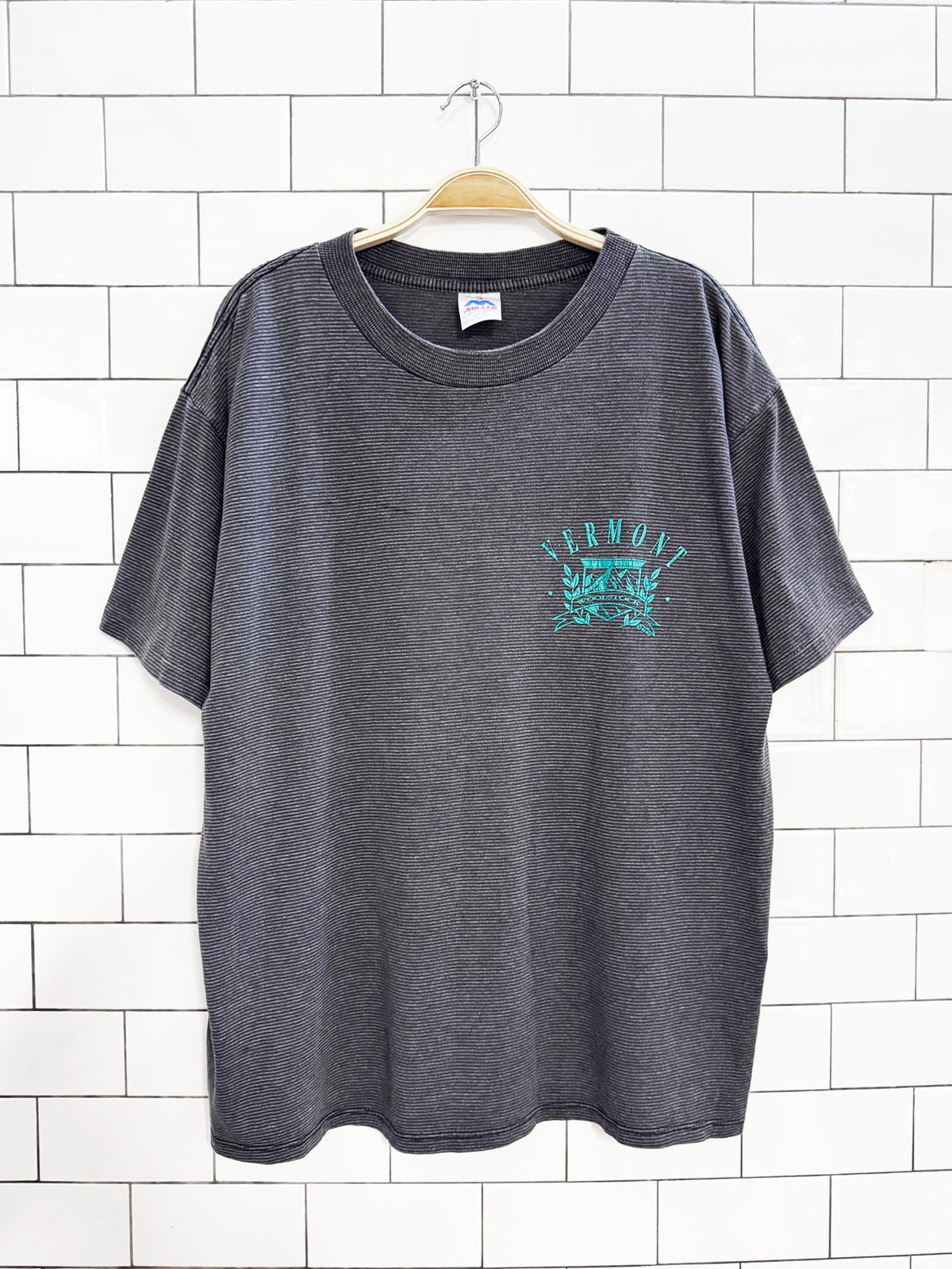 vintage 90s single stitch vermont oversized striped tee | made in USA | miller