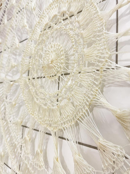 large boho macrame leather fringe decor - good market thrift store