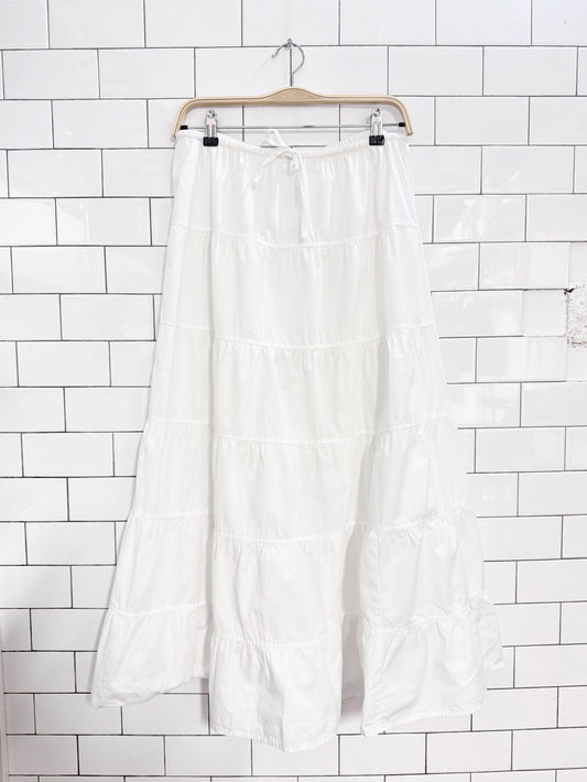 wilfred boquet poplin prairie tiered maxi skirt | aritzia